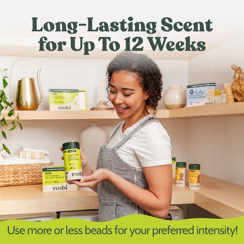 Roobi Sustainable Laundry Scent Booster Beads. Linen Breeze Fragrance Laundry Beads. Up to 20 Washing Cycles. Carbon Neutral, 100% Vegan. - Image 4
